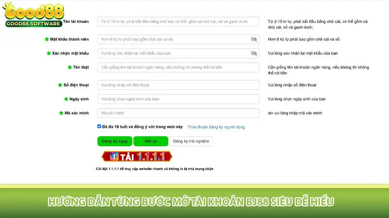 Hướng dẫn từng bước mở tài khoản BJ88 siêu dễ hiểu