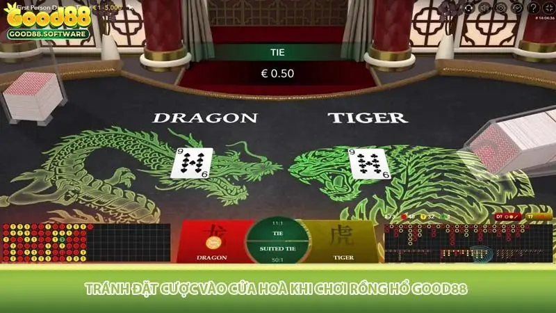 Tránh đặt cược vào cửa hoà khi chơi Rồng Hổ Good88