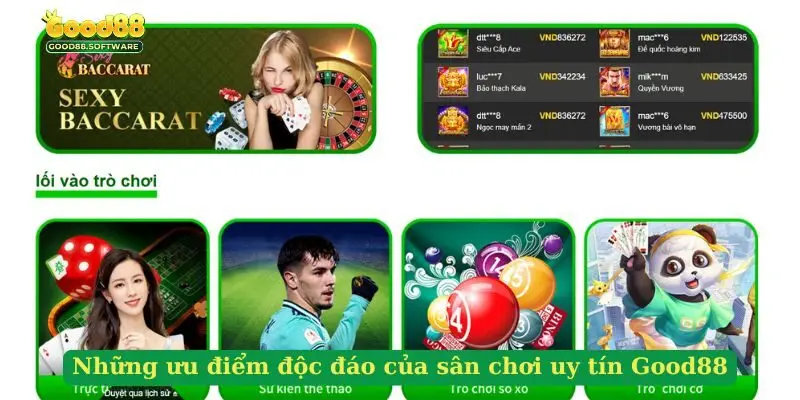 Những ưu điểm độc đáo của sân chơi uy tín Good88