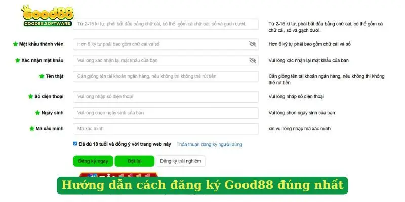 Hướng dẫn cách đăng ký Good88 đúng nhất